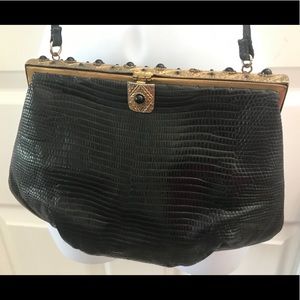 SOLD Revivals Black Leather Crossbody Vintage Bag
